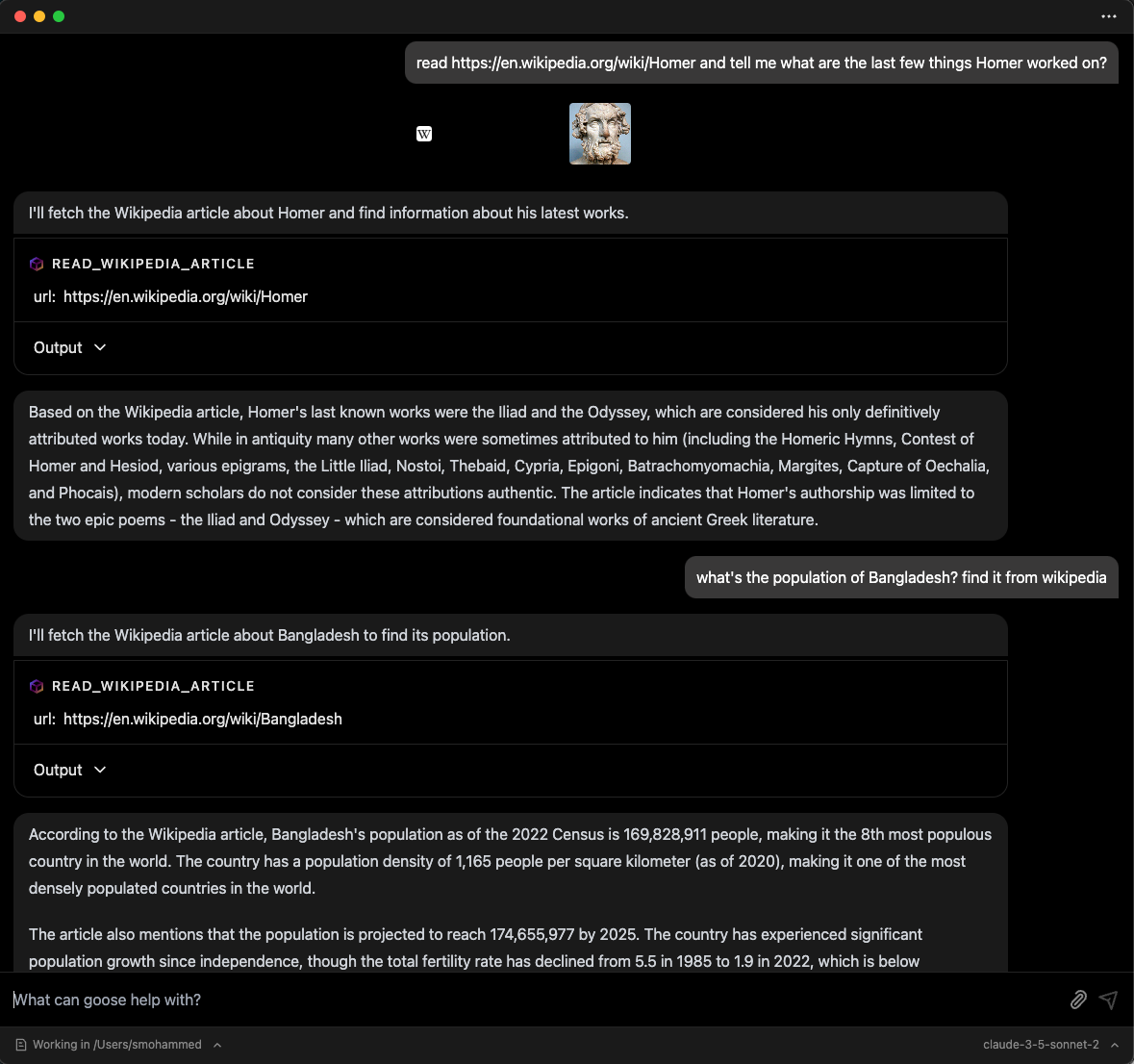 goose Chat - Use custom extension